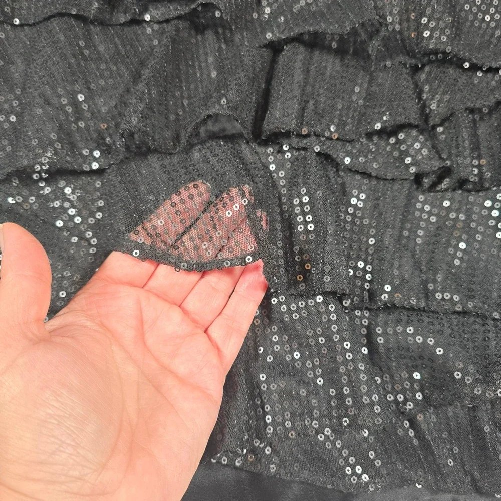 XXI Black Sequin Ruffle Tiered Mini Skirt‎ Party Club Womens Medium